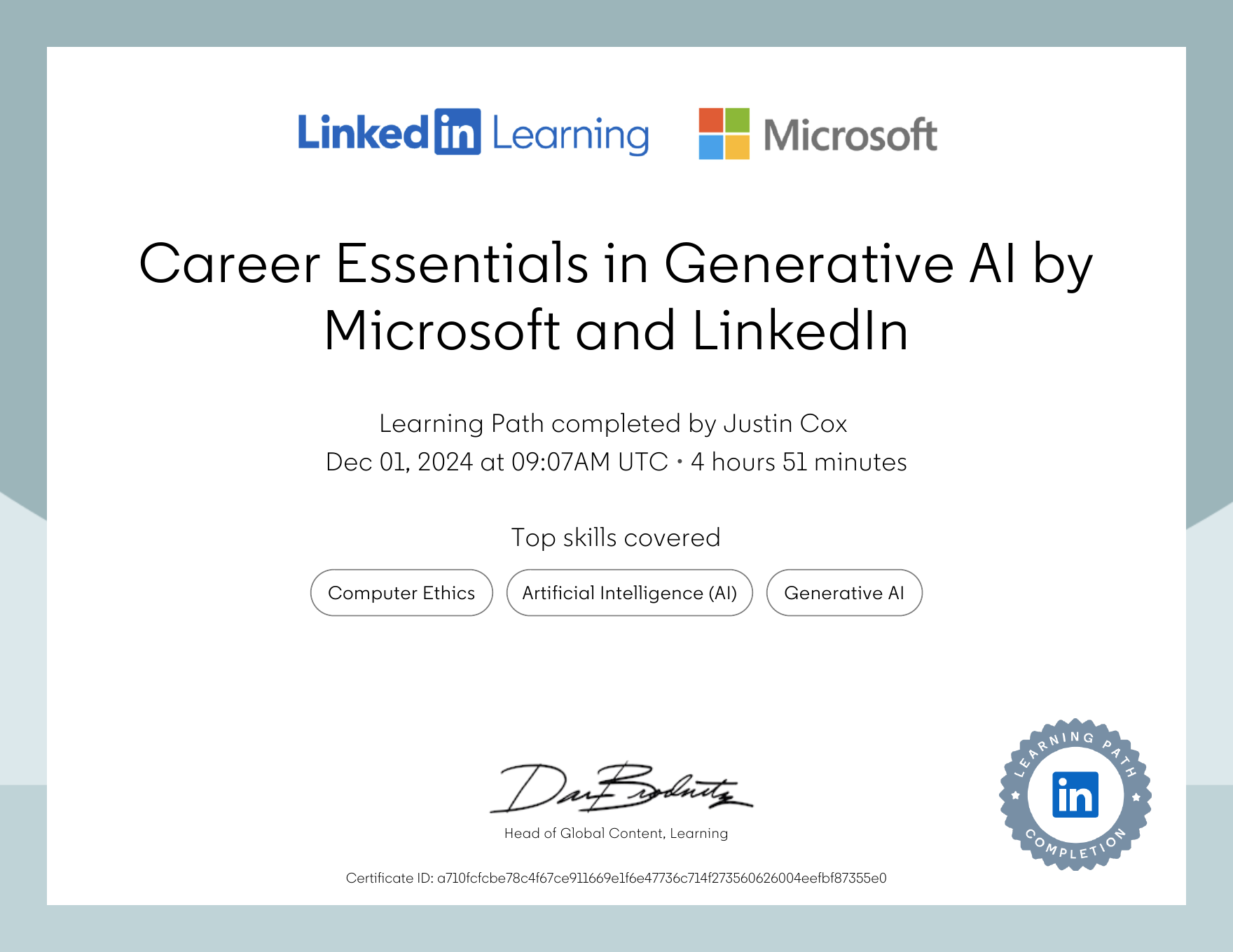 Career Essentials in Generative AI certificate preview