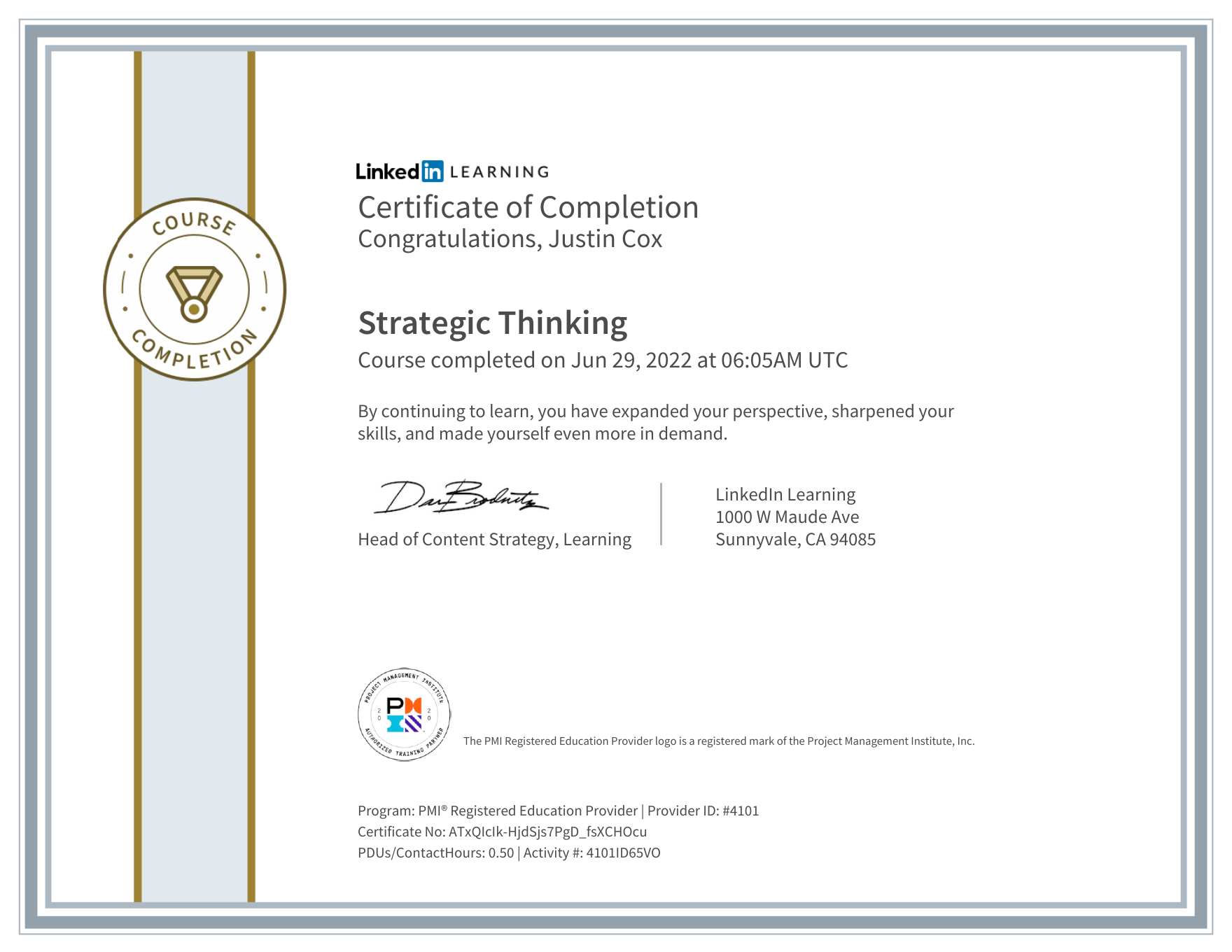 Strategic Thinking certificate preview